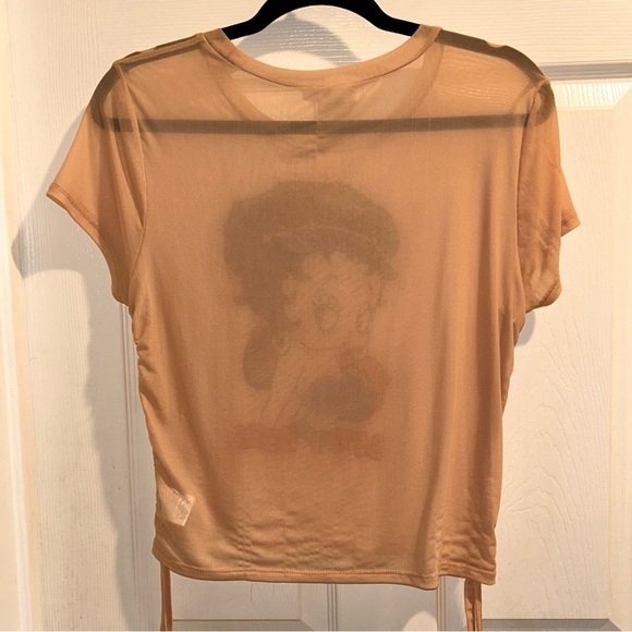 Betty Boop Sheer Women’s Short Sleeve Side Draw-String Top Size X-Large - Picture 2 of 6